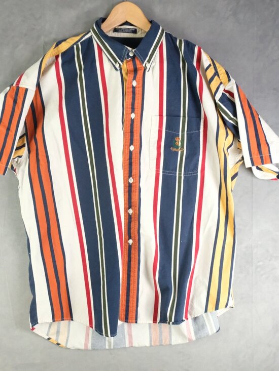 Chaps Other - Chaps Ralph Lauren Shirt Mens Extra Large Blue White Striped Button Down Vintage
